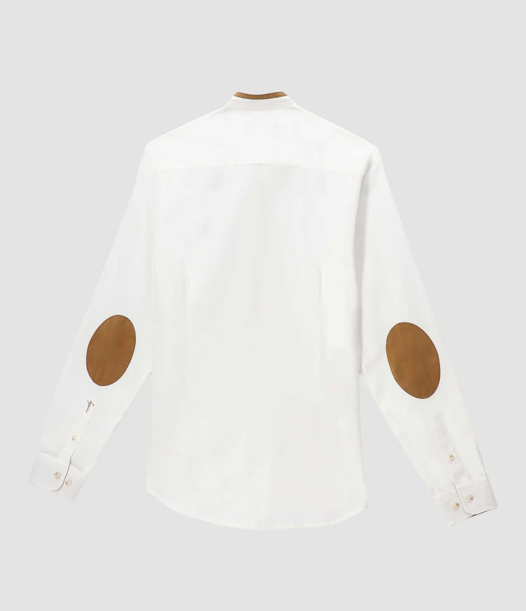 Chemise à coudières blanc et camel JASON