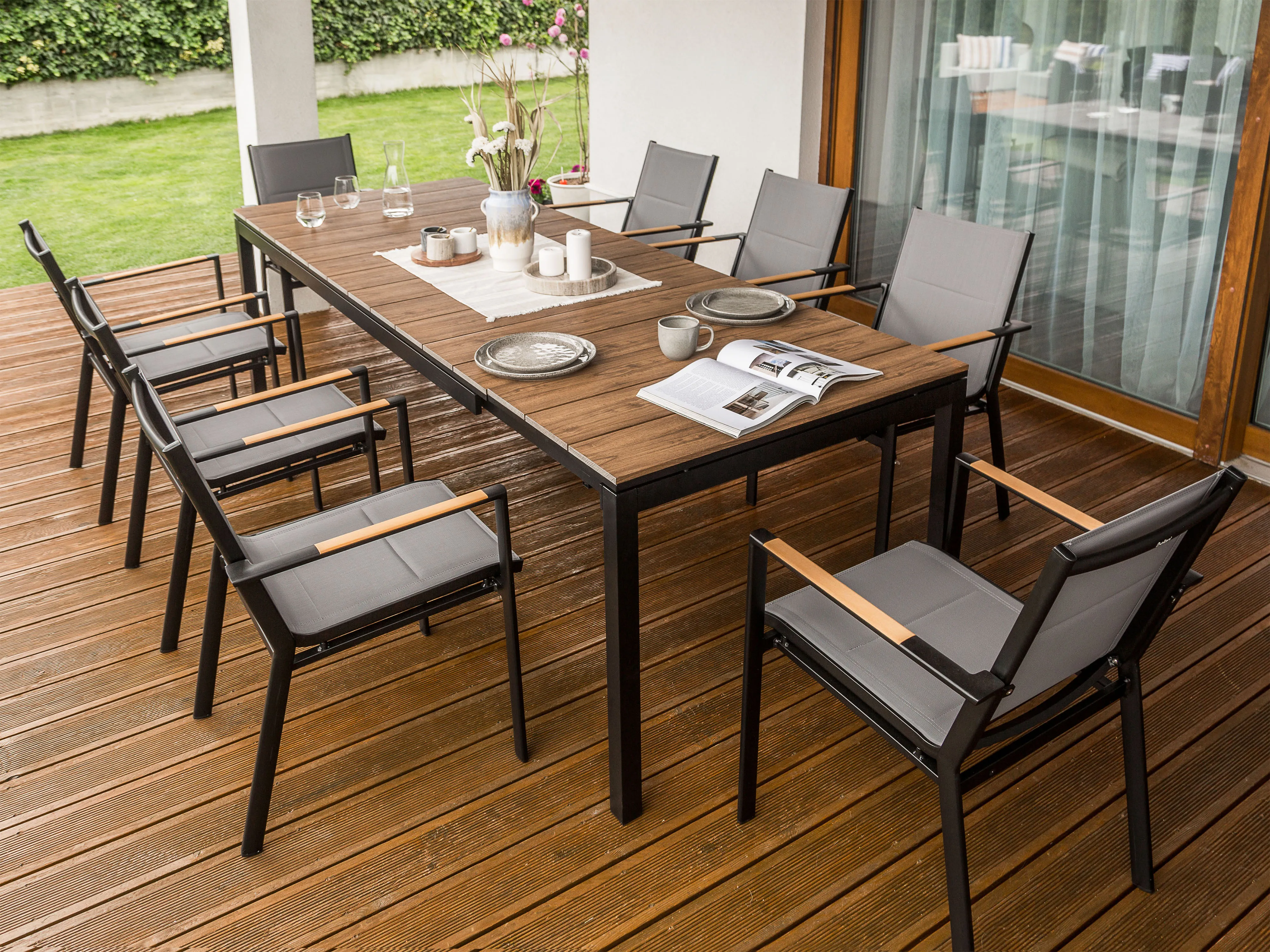 Uitschuifbare tuintafel TOFANE 198/248 cm 90 cm Bruin