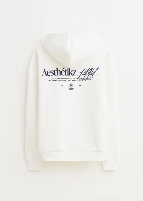 Hoodie met print new york off-white (WIT.O)