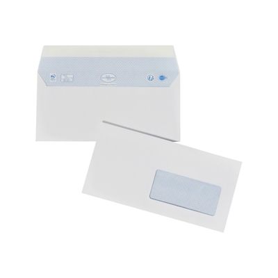La Couronne - 200 Enveloppes DL 110 x 220 mm - 90 gr - fenêtre polyester 45x100 mm - blanc - bande auto-adhésive - Ouverture facile