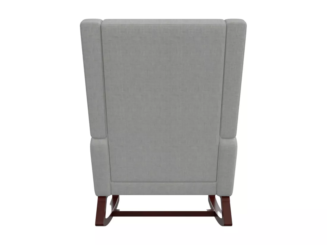 Chaise à bascule avec repose-pieds, pieds antidérapants en bois massif, poches des deux côtés, coton et lin, gris