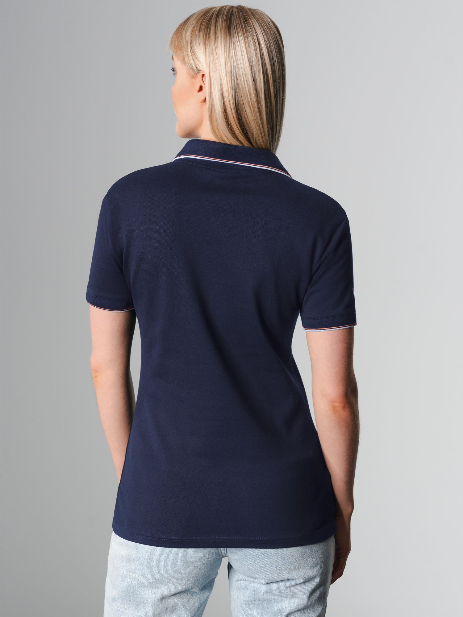 Slim Fit Poloshirt mit langer Knopfleiste Navy