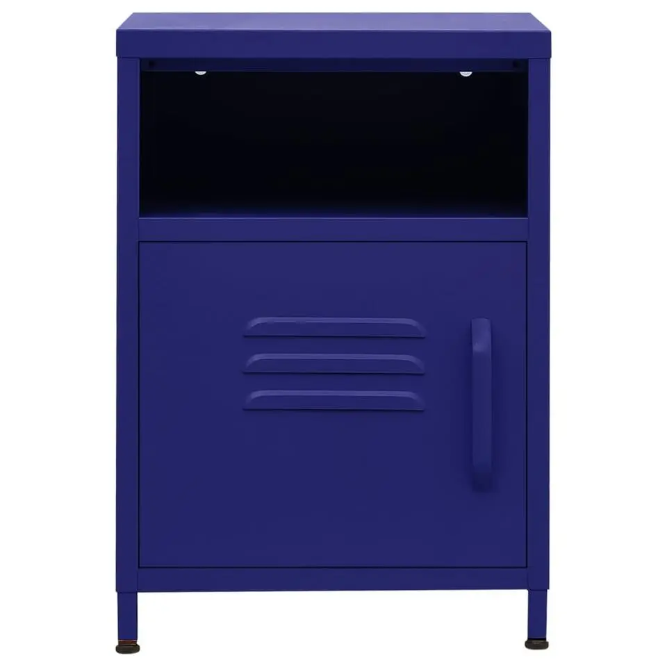 vidaXL - Durable Nachtkastje met vak en deur - Marineblauw - Staal - 35x35x51 cm