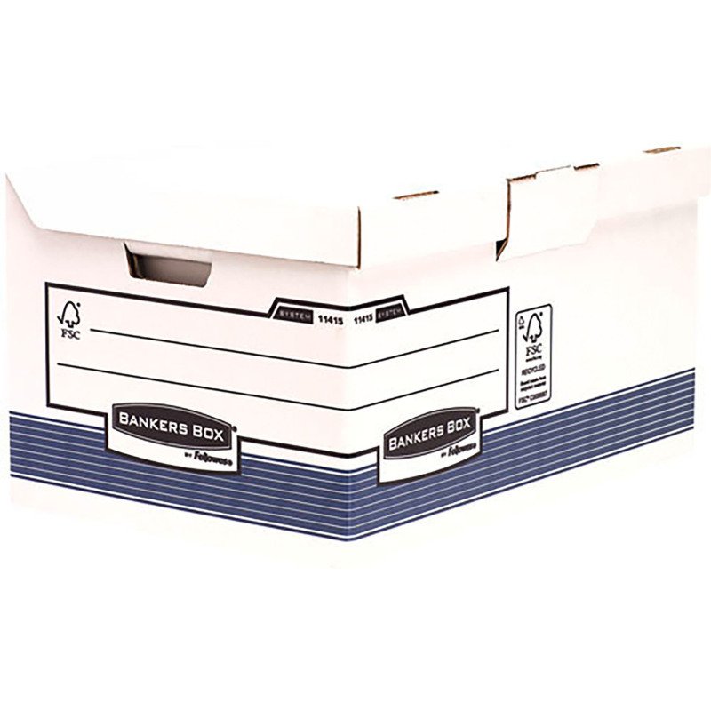 Caisse archives carton maxi automatique Bankers Box by Fellowes Flip top - H 31 x L 39 x P 56 cm - Grande capacité - Bleue
