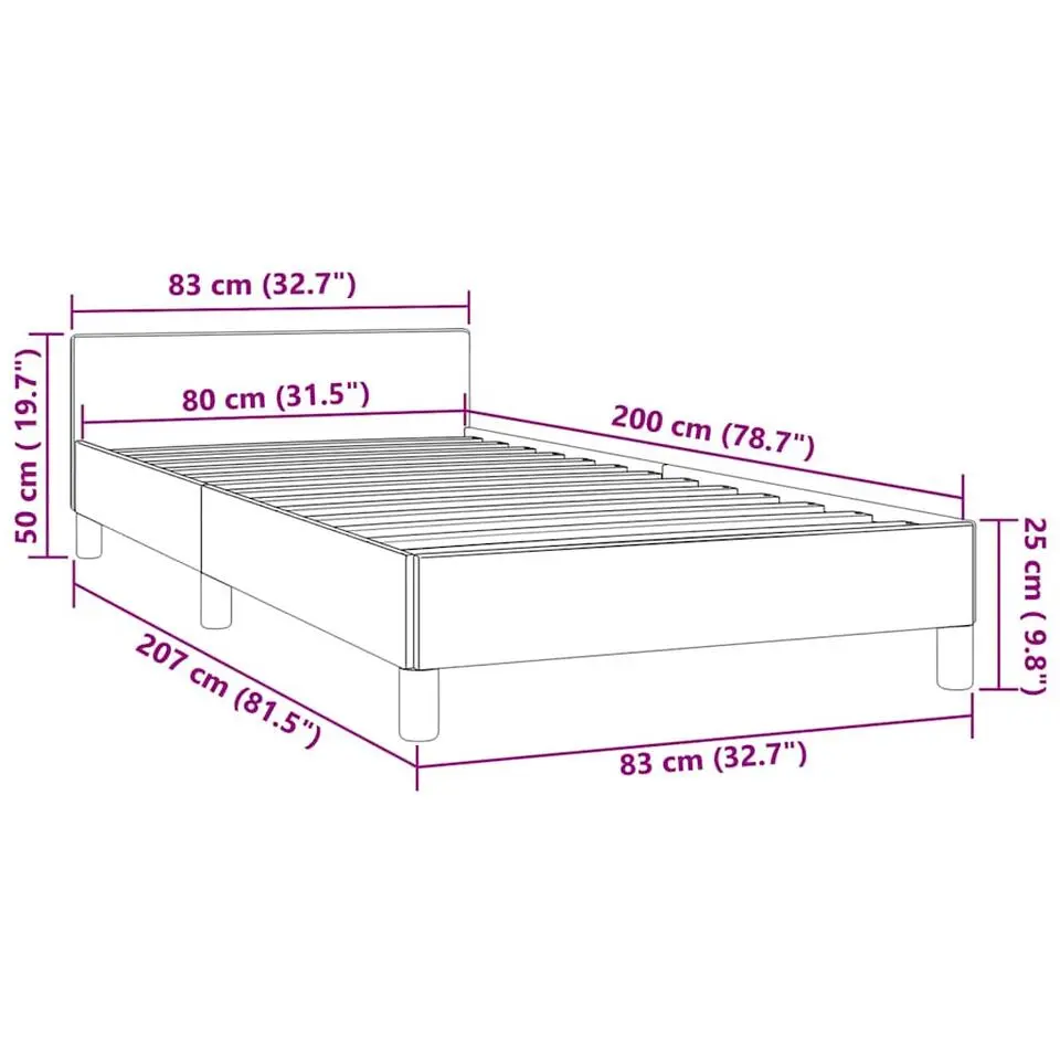 vidaXL - Bed frame met hoofdeinde zonder matras - Zwart - Fluweel - 80x200 cm