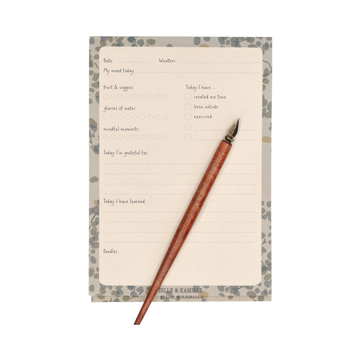 Daily wellness journal, papier, takjes met bladeren, A5