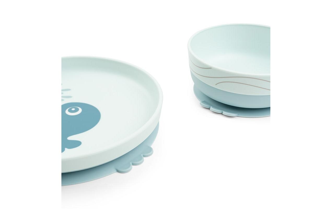 Kindergeschirrset Foodie Wally BlauGeschirr-Set mit Saugfuss