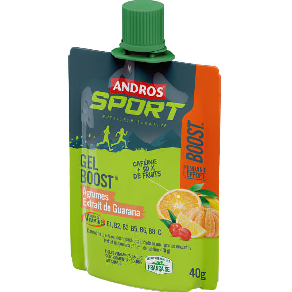 Gels énergétiques ANDROS GEL BOOST COUP DE FOUET AGRUMES GUARANA 40G