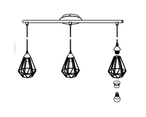 3-lamps hanglamp L 79 cm zwart
