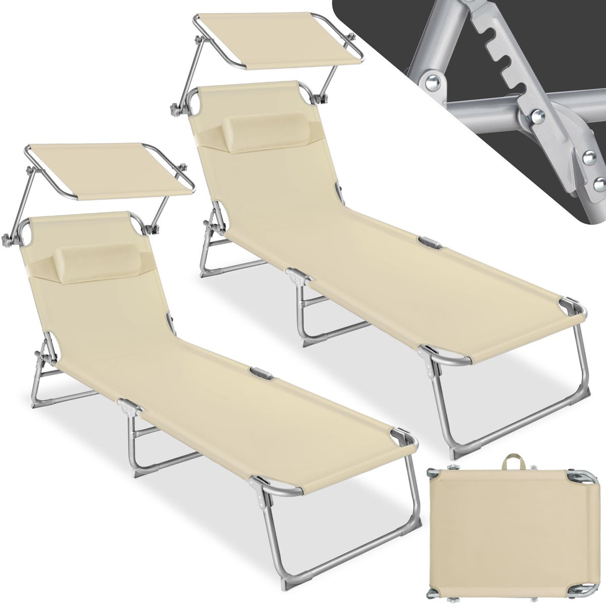 Set van 2 tuinligstoelen tectake Chloé opvouwbaar 190 x 68 x 65 cm