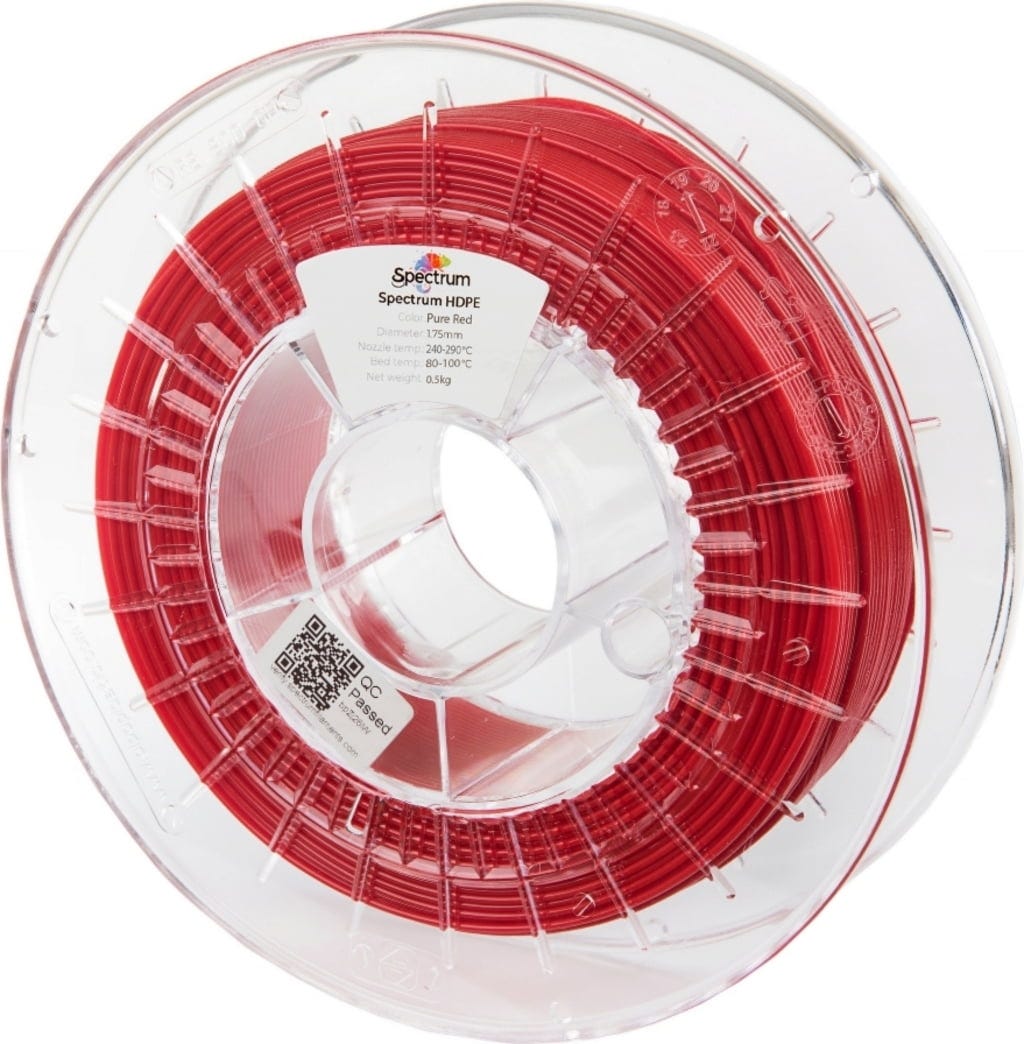 Spectrum  HDPE Pure Red, 1,75 mm / 500 g    High-Density Performance mit echter Low-Warp-Technologie in Pure Red