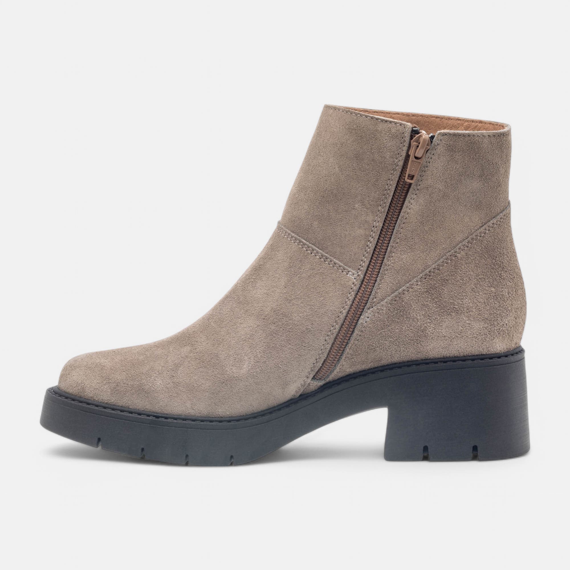Boots à talon Femme en cuir taupe