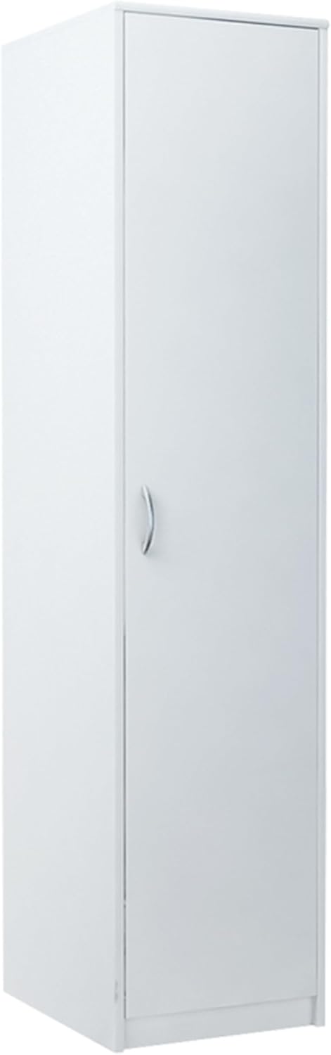 Home Collective Kleiderschrank mit 1 Tür, 1 Kleiderstange und 2 Einlegeböden, Garderobenschrank 45 cm breit Schrank schmal Matte Oberfläche, ideal für Schlafzimmer, Wohnzimmer, Flur | weiß