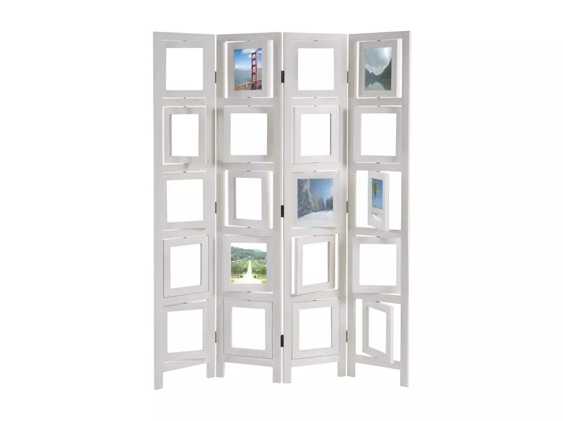 Paravent 4 panneaux blanc bois blanche 125 x 2 x 161 cm PAR04030