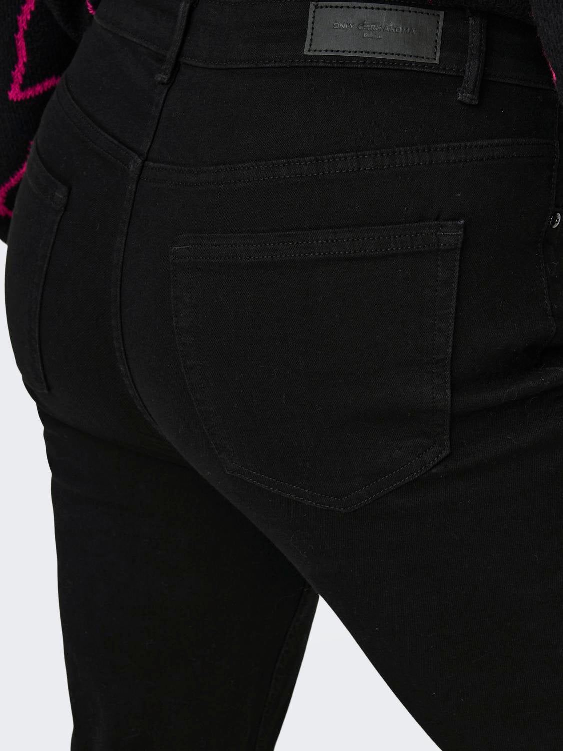 CARWILLY Hohe Taille Ausgestellt Jeans Black Denim