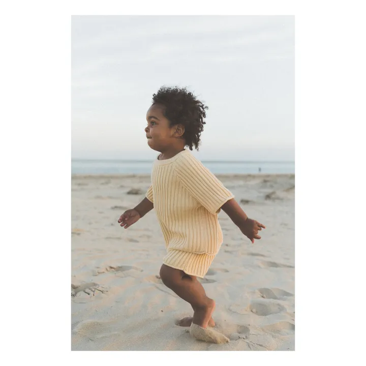 Illoura the Label Short Coton Bio Maille Côtelé | Jaune