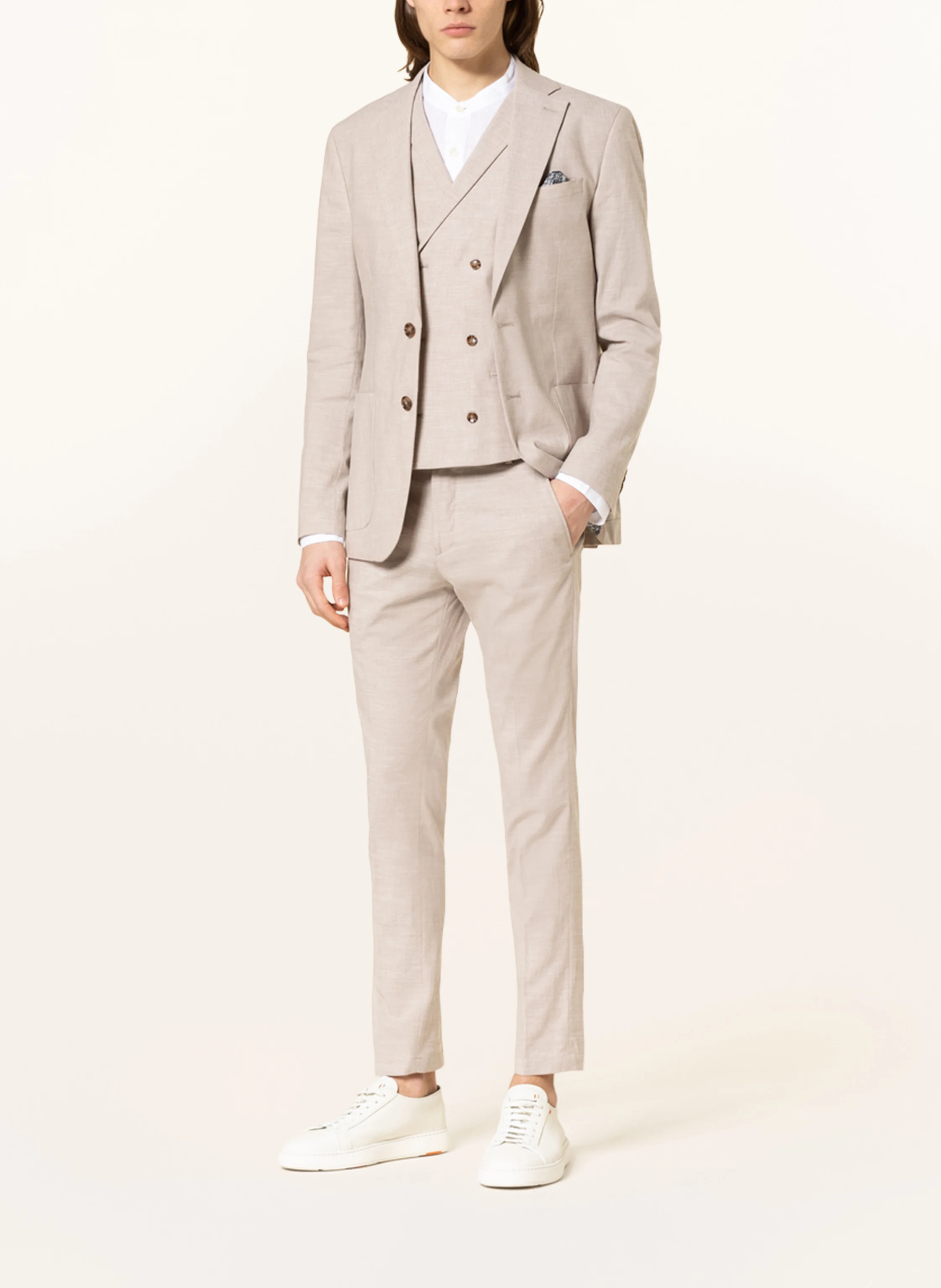 PAUL Anzugweste Slim Fit mit Leinen