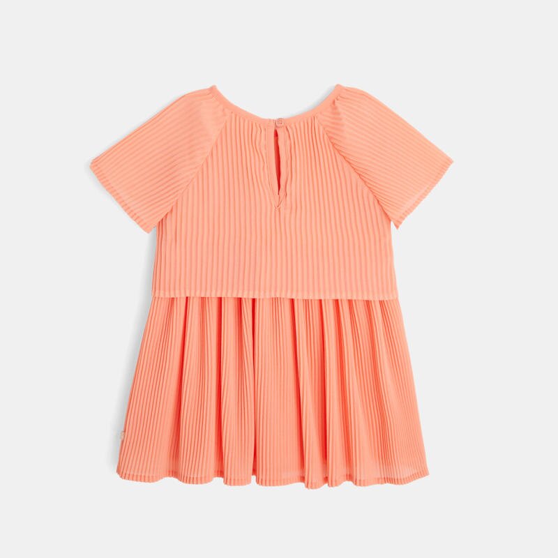 Robe plissée unie orange bébé fille Orange