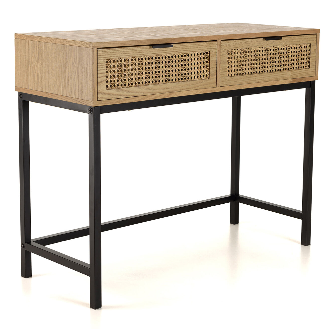 Macabane Console 2 tiroirs rotin Marceau - 100x40x79 cm