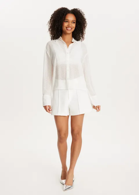 Blouse met stippendetails off-white (WIT.O)