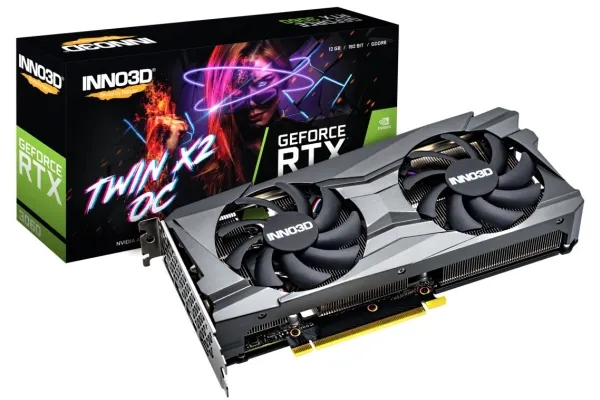 Inno3D NVIDIA® GeForce® RTX 3060 TWIN X2 OC - Grafikkort - GF RTX 3060 - 12 GB GDDR6 - PCIe 4.0 x16 - HDMI, 3 x DisplayPort - LHR