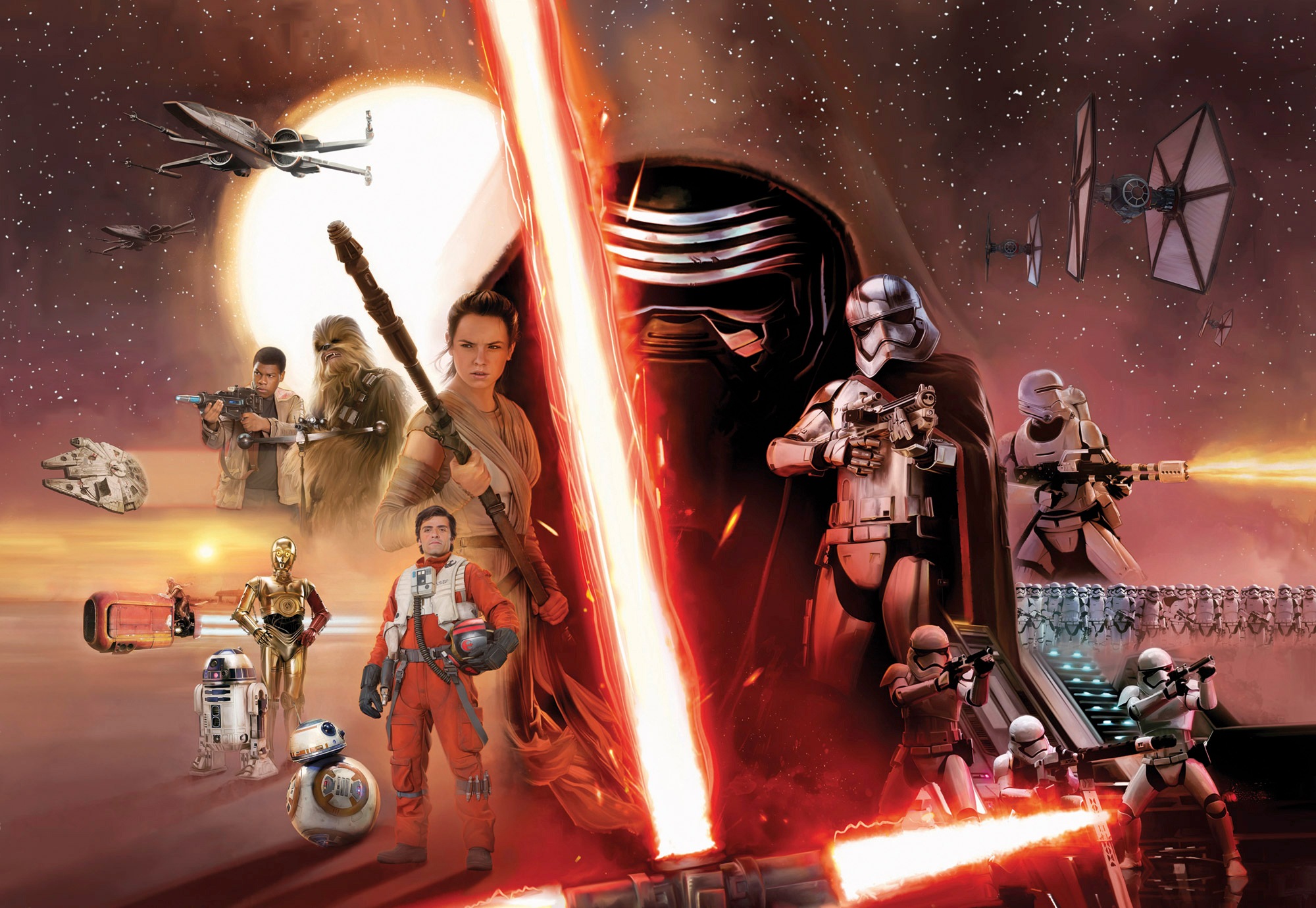 Komar Fototapete »STAR WARS EP7 Collage - Grösse 368 x 254 cm« bedruckt glatt Kinderzimmer