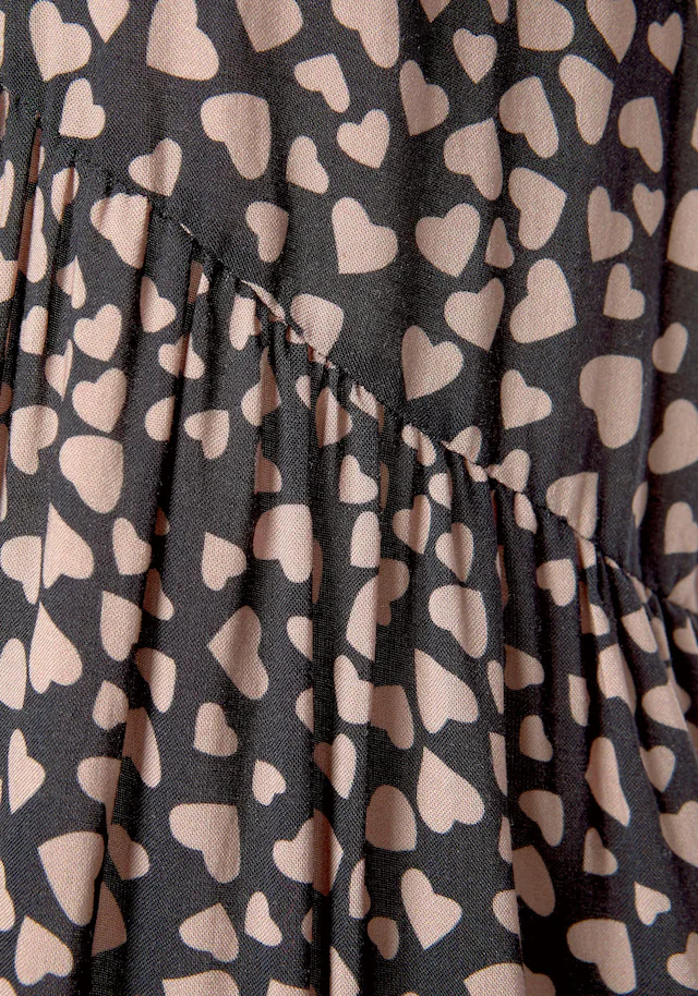 LASCANA Blusenkleid mit Herzchenprint, lockeres Blusenkleid, Sommerkleid, Strandkleid