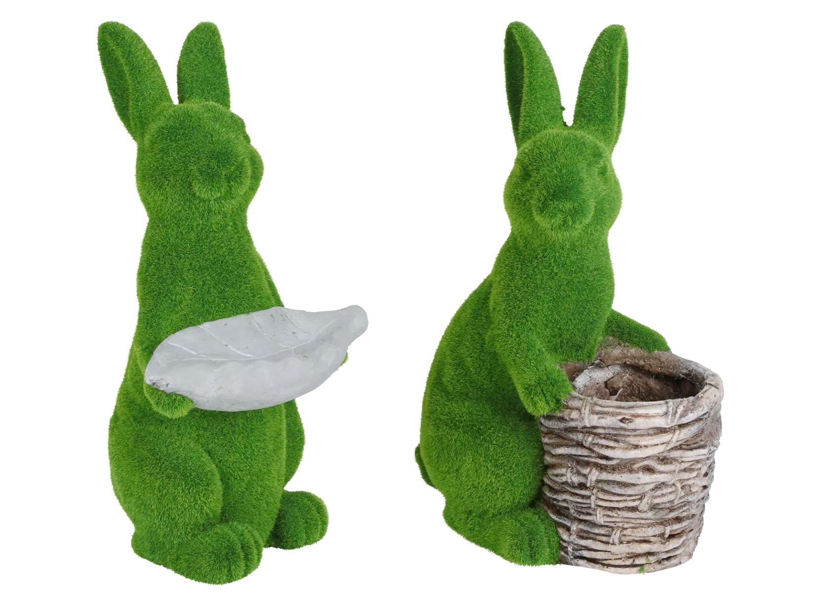 Osterhase in Gras-Optik mit Pflanzgefäß vorne