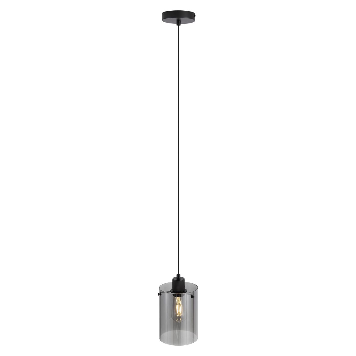 Design hanglamp zwart met smoke glas - Domo