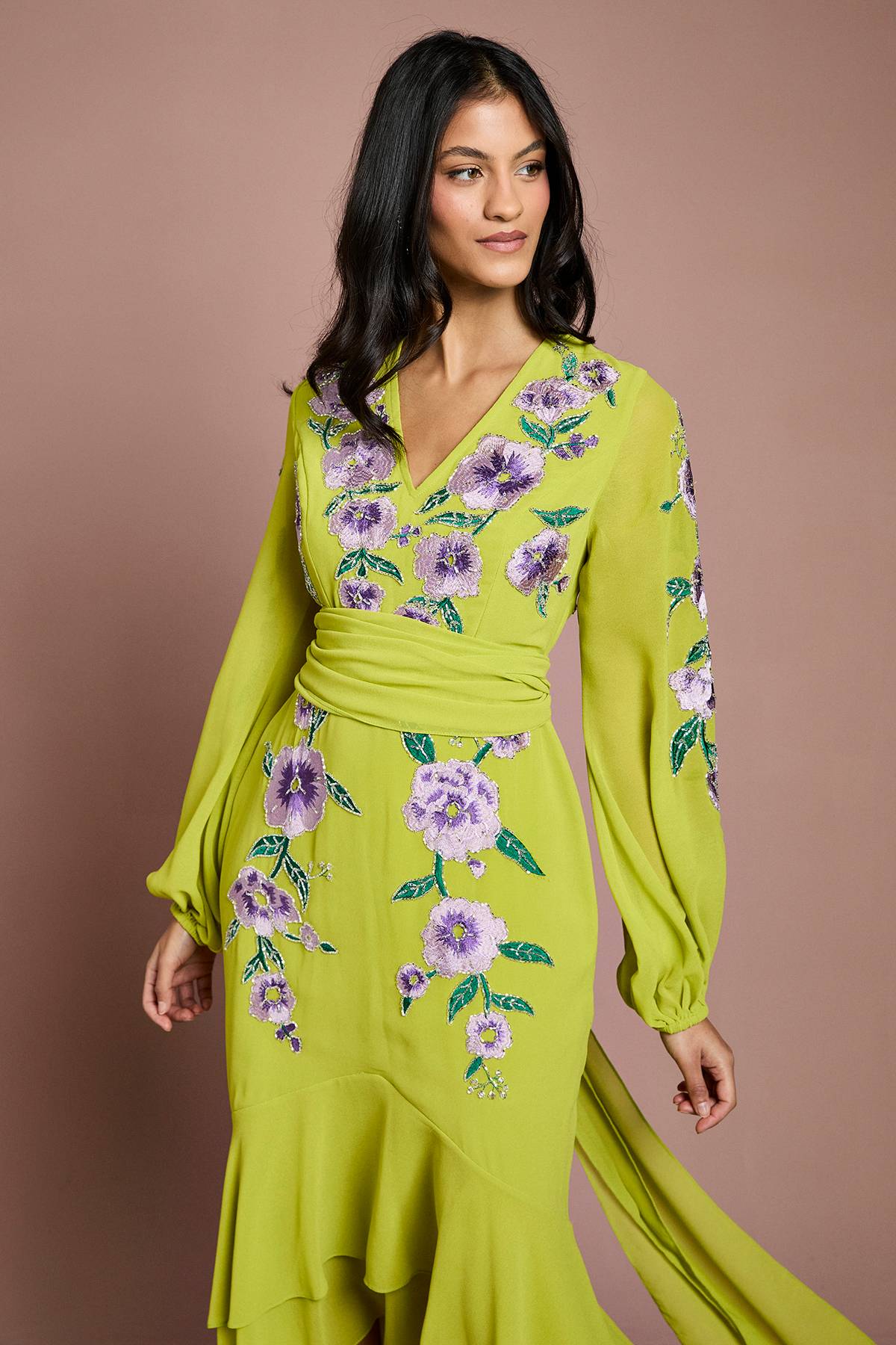 Coast Robe Maxi Hi-lo Petite Brodée Et Ornée De Sequins