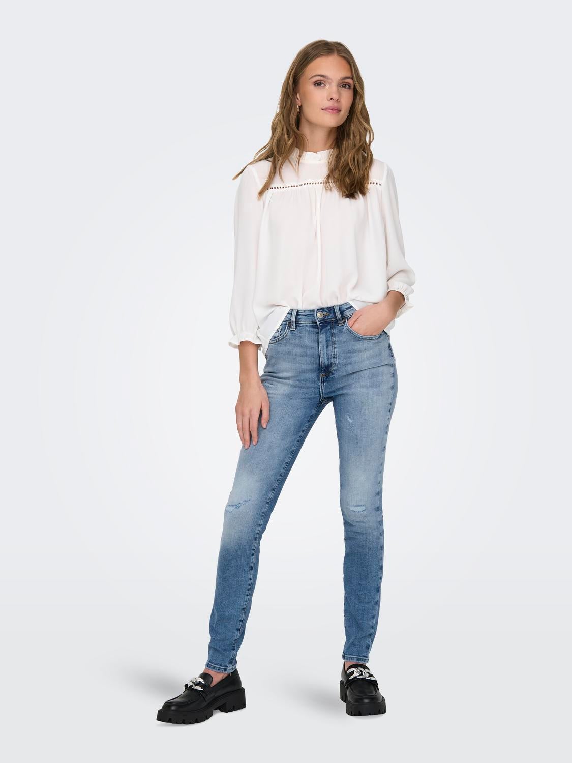 ONLFOREVER Hohe Taille Skinny Fit Jeans Light Medium Blue Denim