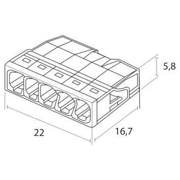 Wago Lasklem 5-voudig compact 0,5-2,5mm² 2273-205 20 stuks