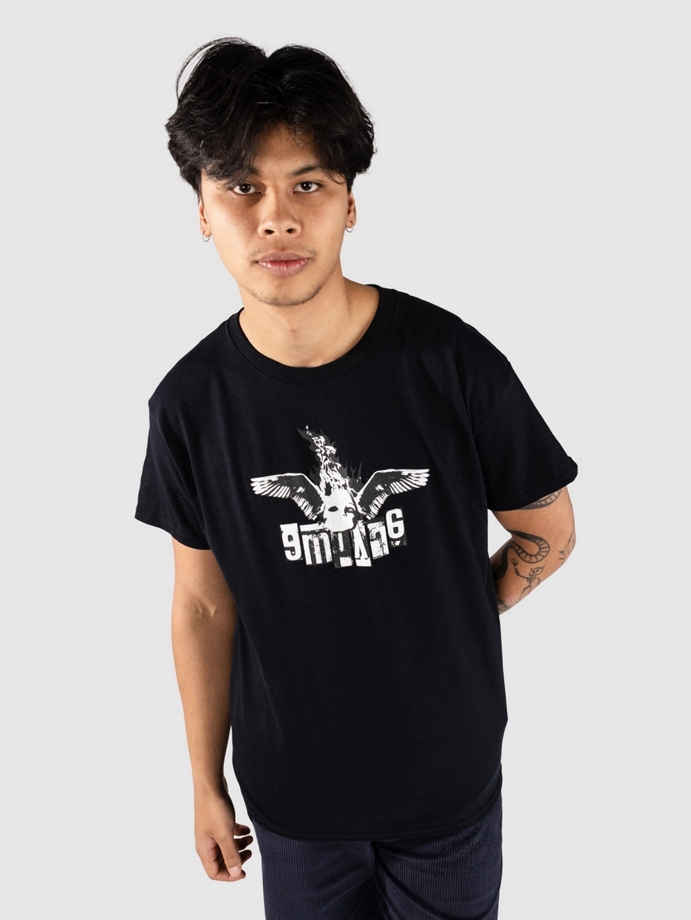 Empyre Dark Punk Collage T-Shirt washed black