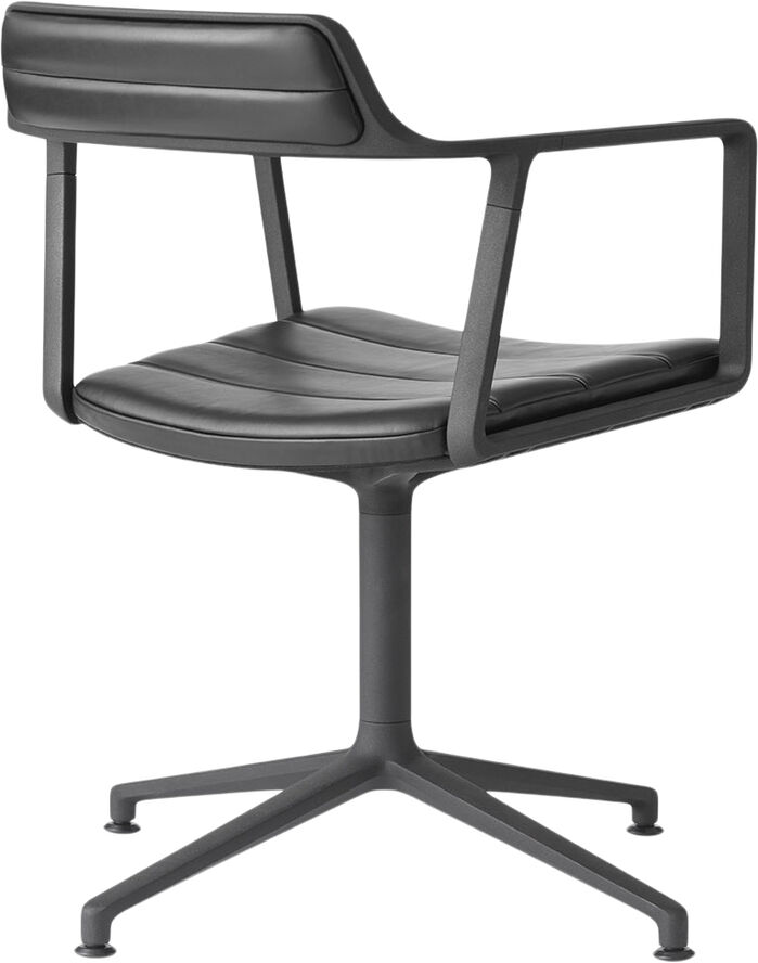 Vipp Vipp452 Swivel, Black leath, black frame, gliders Sort