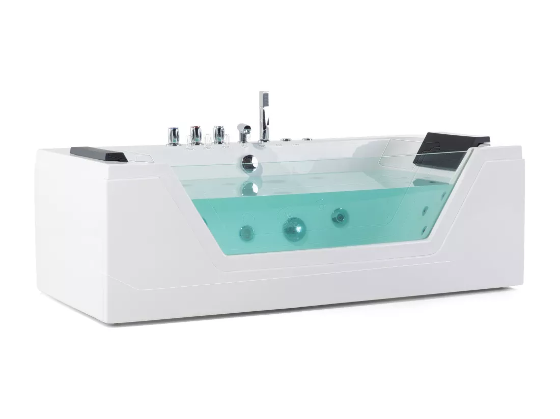 Baignoire balnéo blanche 153 x 71 cm avec LED SAMANA