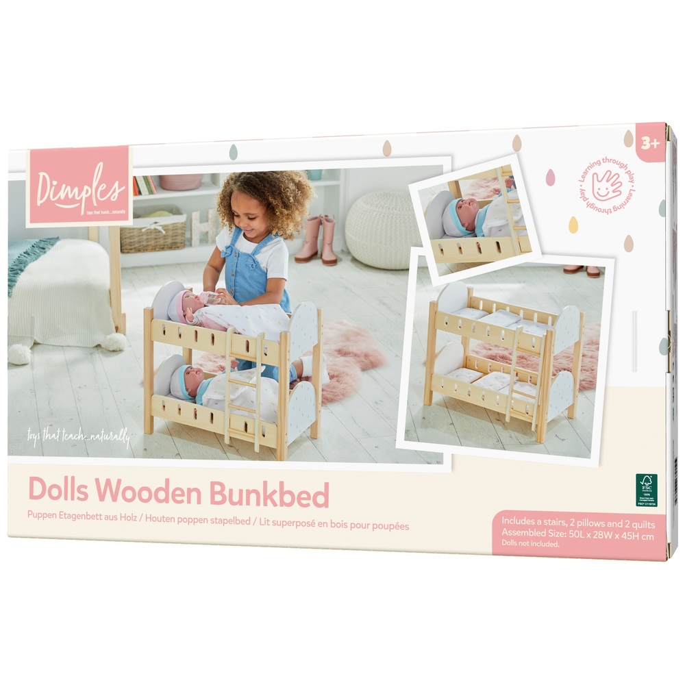 Dimples Puppen-Etagenbett aus Holz in Tropfenform