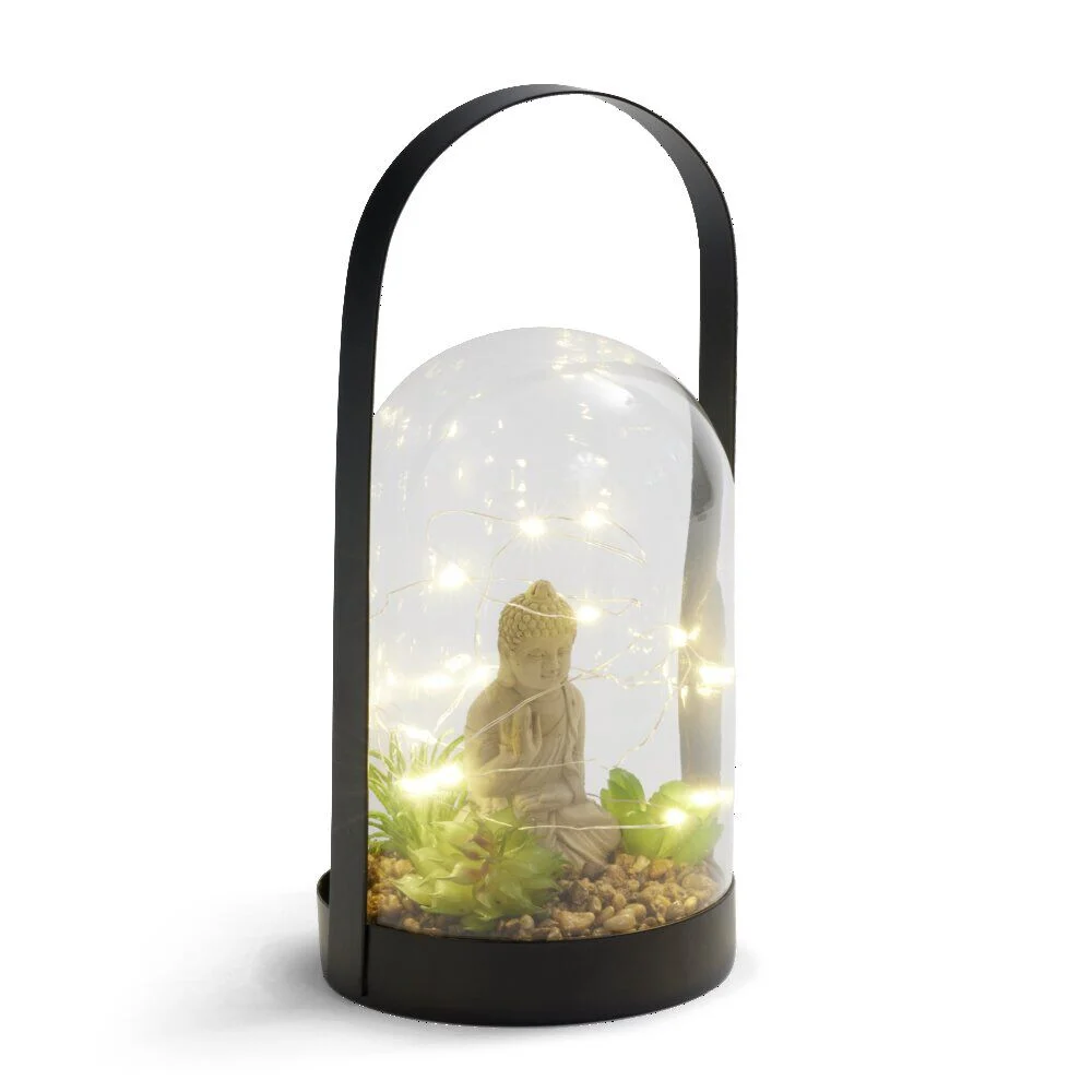 Décoration LED à poser avec intérieur Bouddha Ø12,5xH29cm