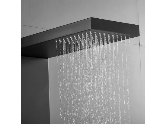 AURALUM MAX Colonne de Douche Noir,Panneau Douche Acier Inox Multifonction avec Écran LCD,Colonne Douche Hydromassante avec Mitigeur/Buses Massants
