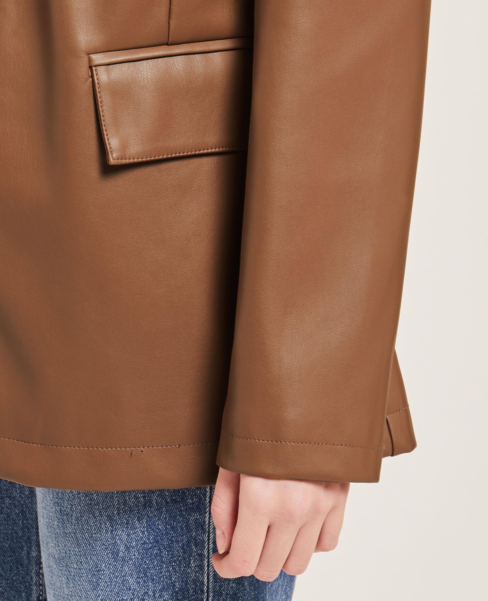 Veste blazer en simili cuir - Taupe