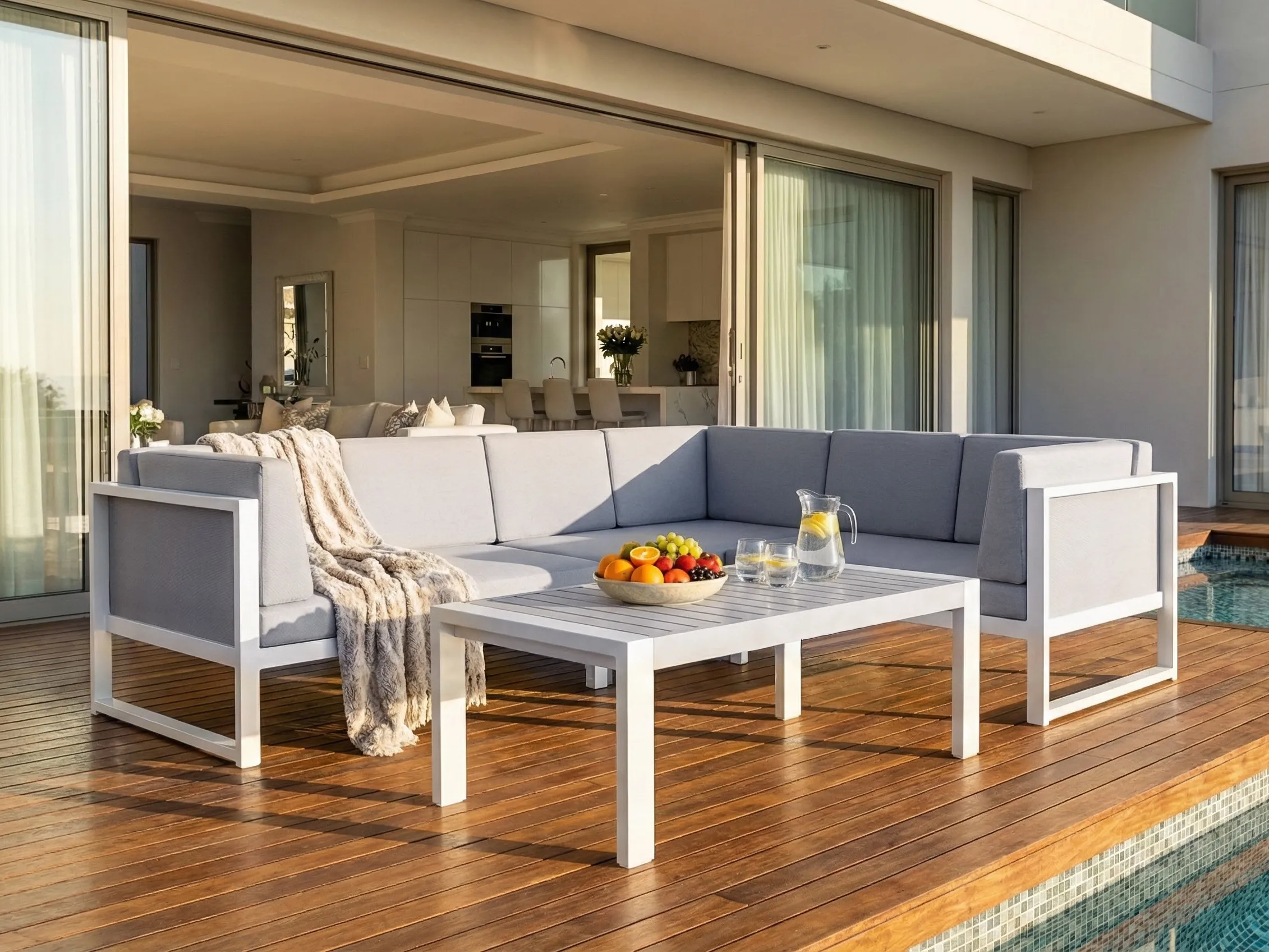 Tuin hoekloungeset met tafel 6-zits CASTELLA linkszijdig Metaal Grijs