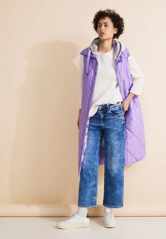 Gesteppte Long Weste - shiny lilac