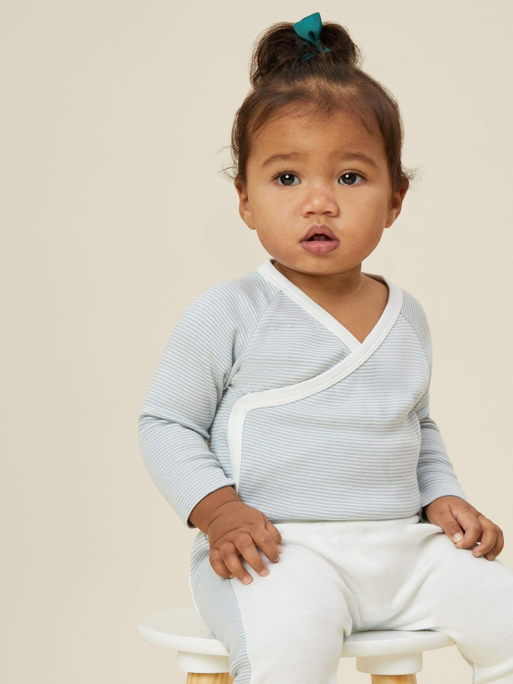 Blauw gestreept - MORI Supersoft kimono-romper