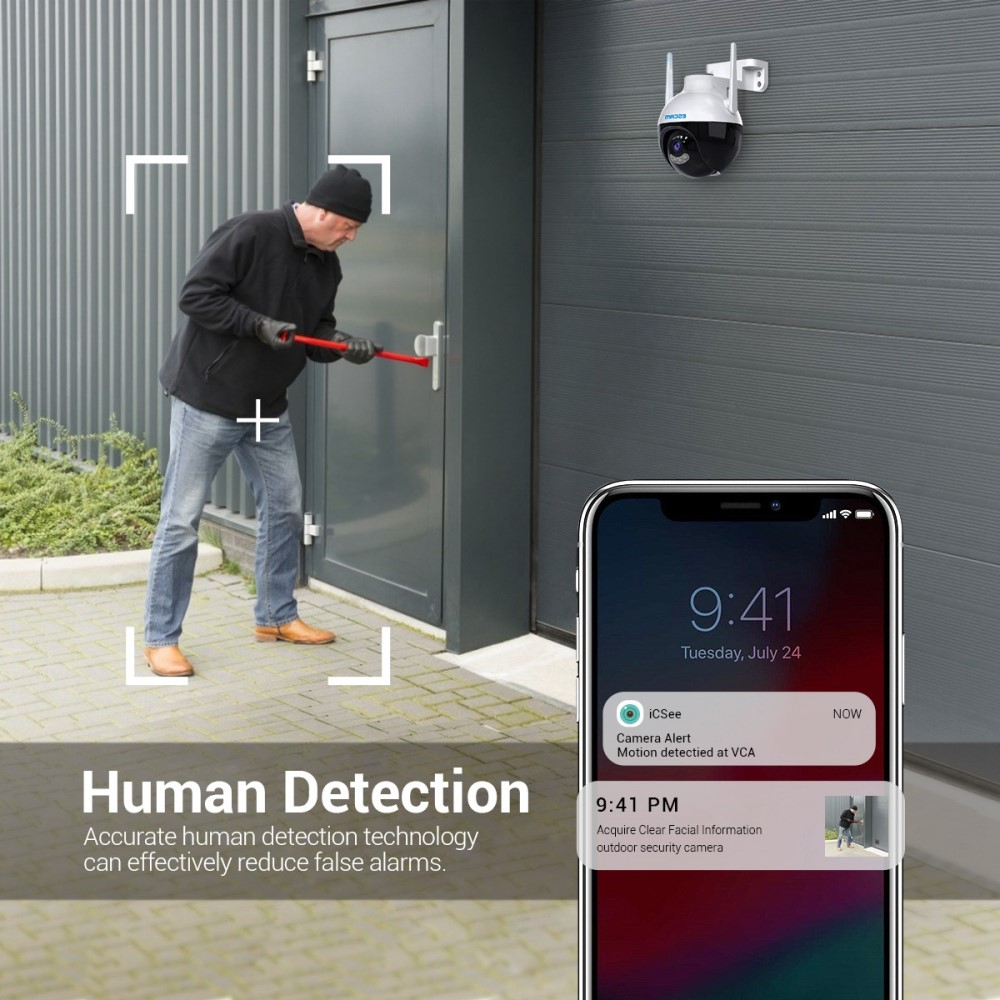 WiFi IP Kamera 3MP 1296p mit Nachtsichtfunktion / Micro SD und Wandhalterung für iOS/Android (IP66) - Weiss