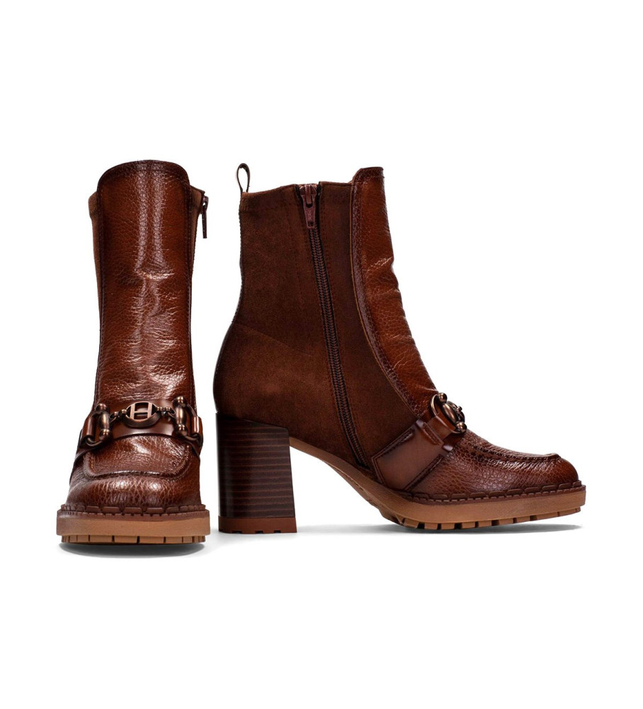 Botas de cano curto Hispanitas Michelle em couro marrom - Salto de 7 cm