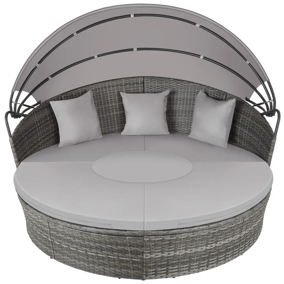 tectake Wicker zonne-eiland Santorini, Grijs