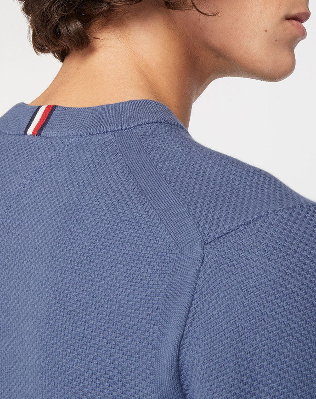 Tommy Hilfiger Pull 100% Coton Bio Basket Weave Structure bleu