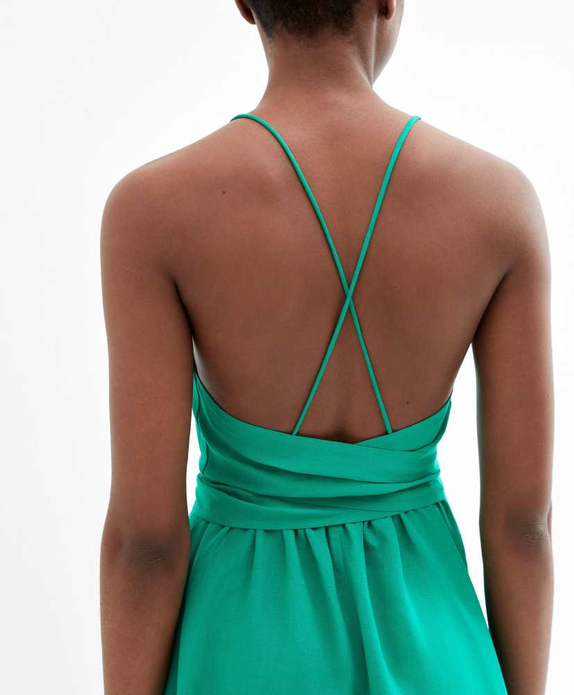 Vestido midi de linho com alças