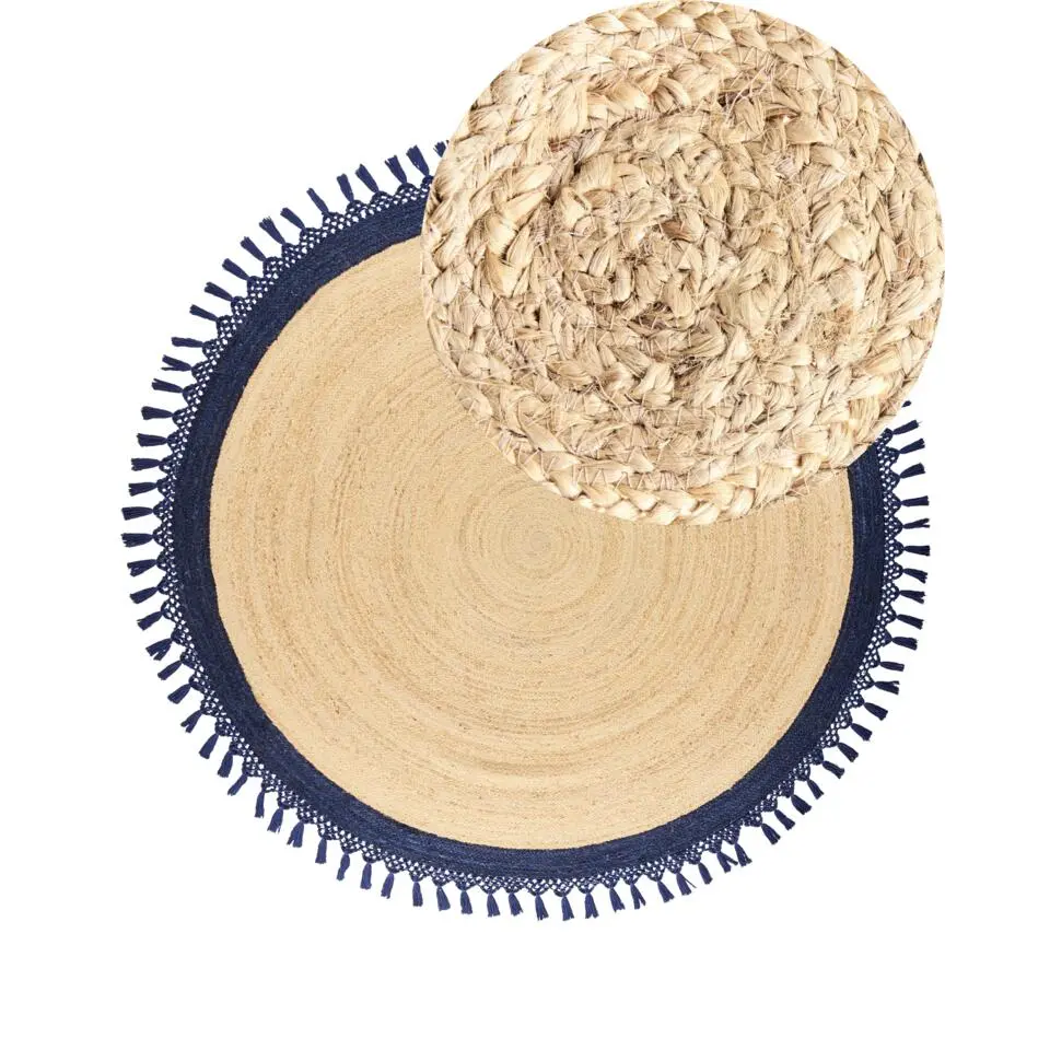 MARTS - Vloerkleed - Donkerblauw - 200 cm - Jute