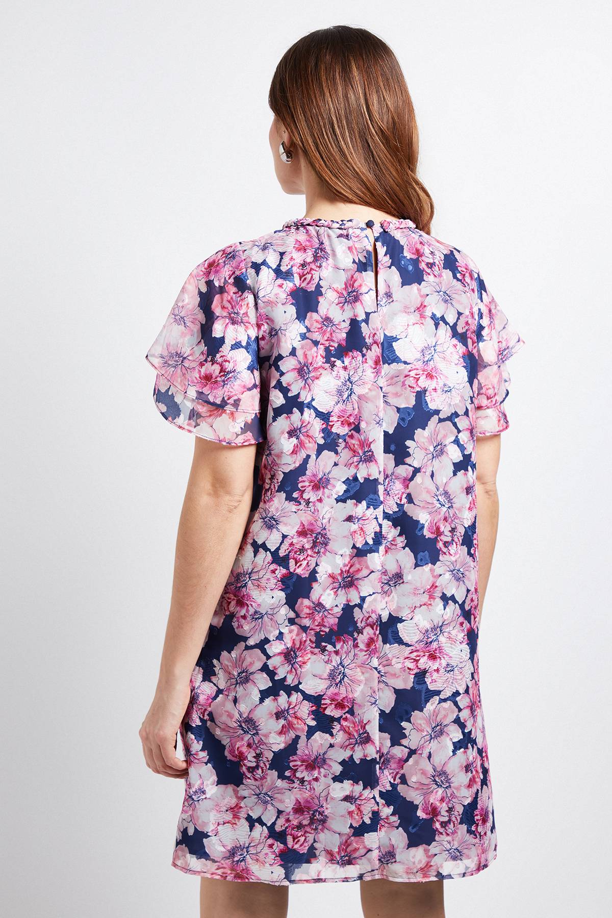 Wallis Robe Droite À Encolure Fleurie