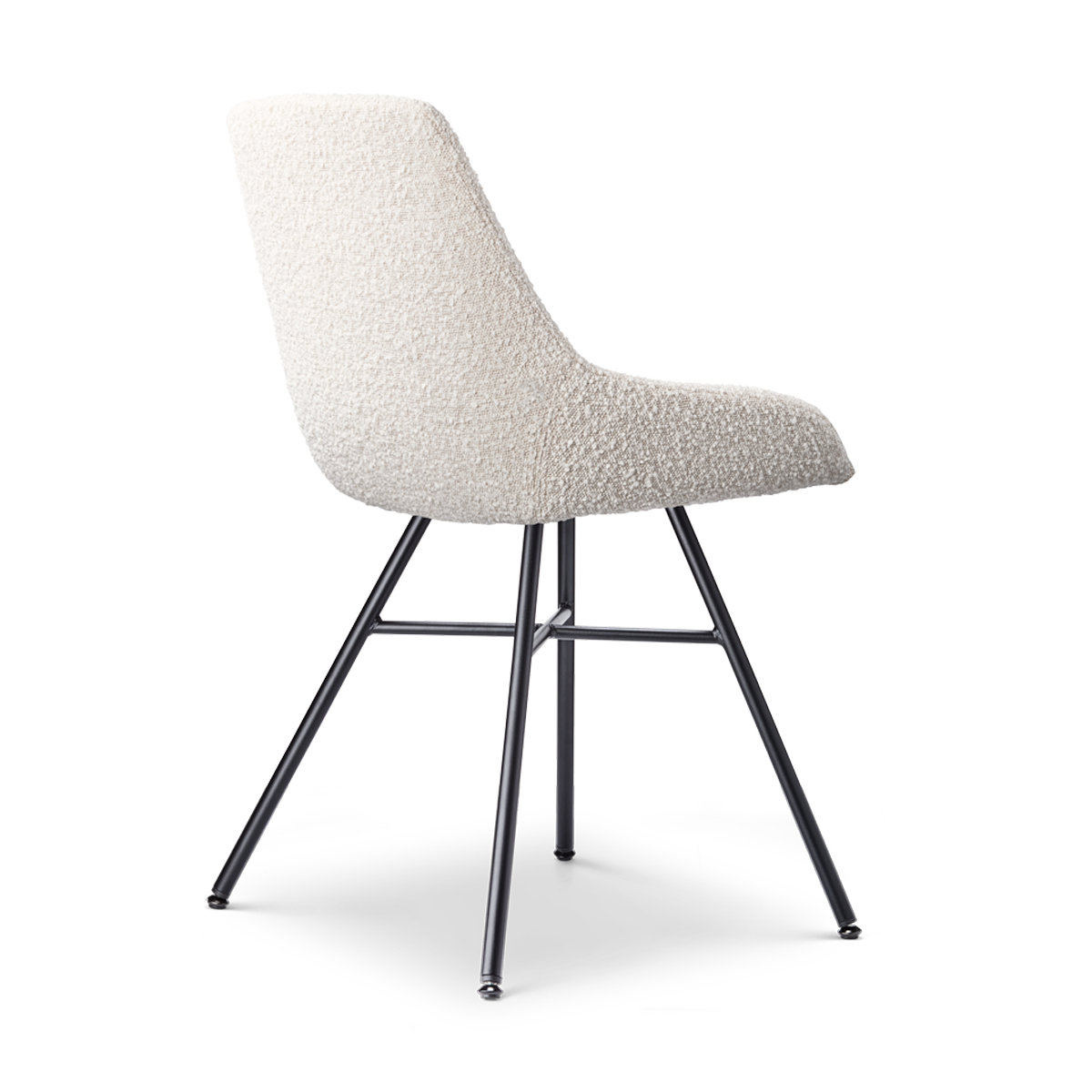 Eetkamerstoel Noa-Isa bouclé beige - zwart onderstel